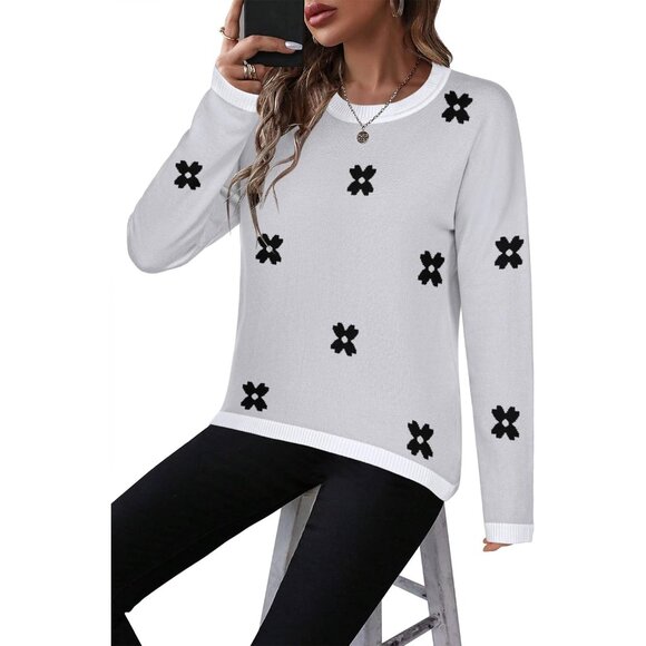 Women’s Knit Sweater Long Sleeve Fall Casual Office Wear Black Small - Picture 5 of 5